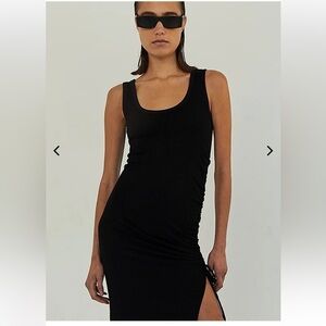 The Range Black  Alloy Rib Cinched Midi Dress size M